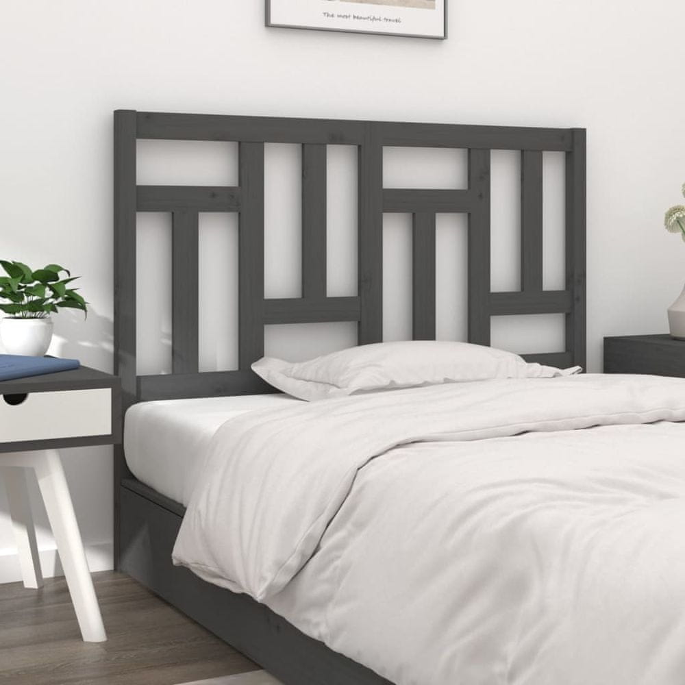 Vidaxl Čelo postele, sivé, 155,5x4x100 cm, masívne borovicové drevo